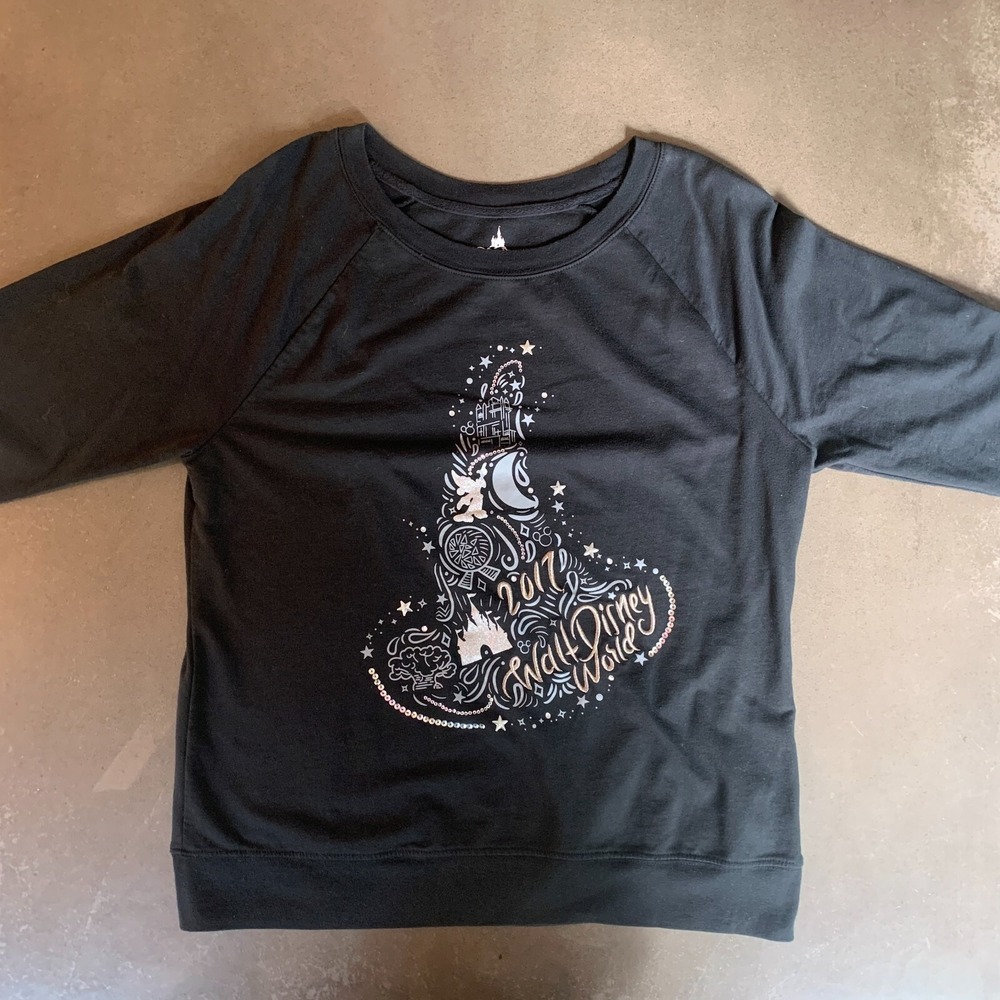 Disney Parks Walt Disney World Black Long Sleeve Sweatshirt Women's Size XL 2017